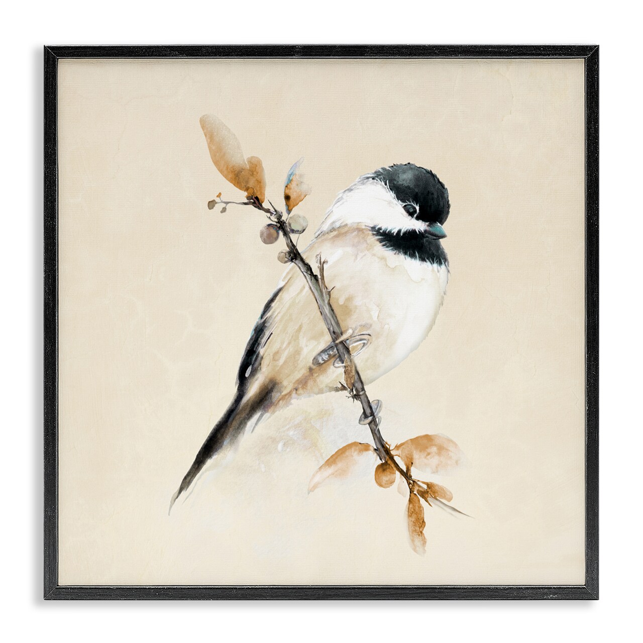 Stupell Industries Muted Watercolor Chickadee Framed Giclee, design by Diannart